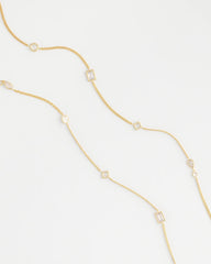 Chico's | Fine Crystal Long Chain Necklace/ Gold