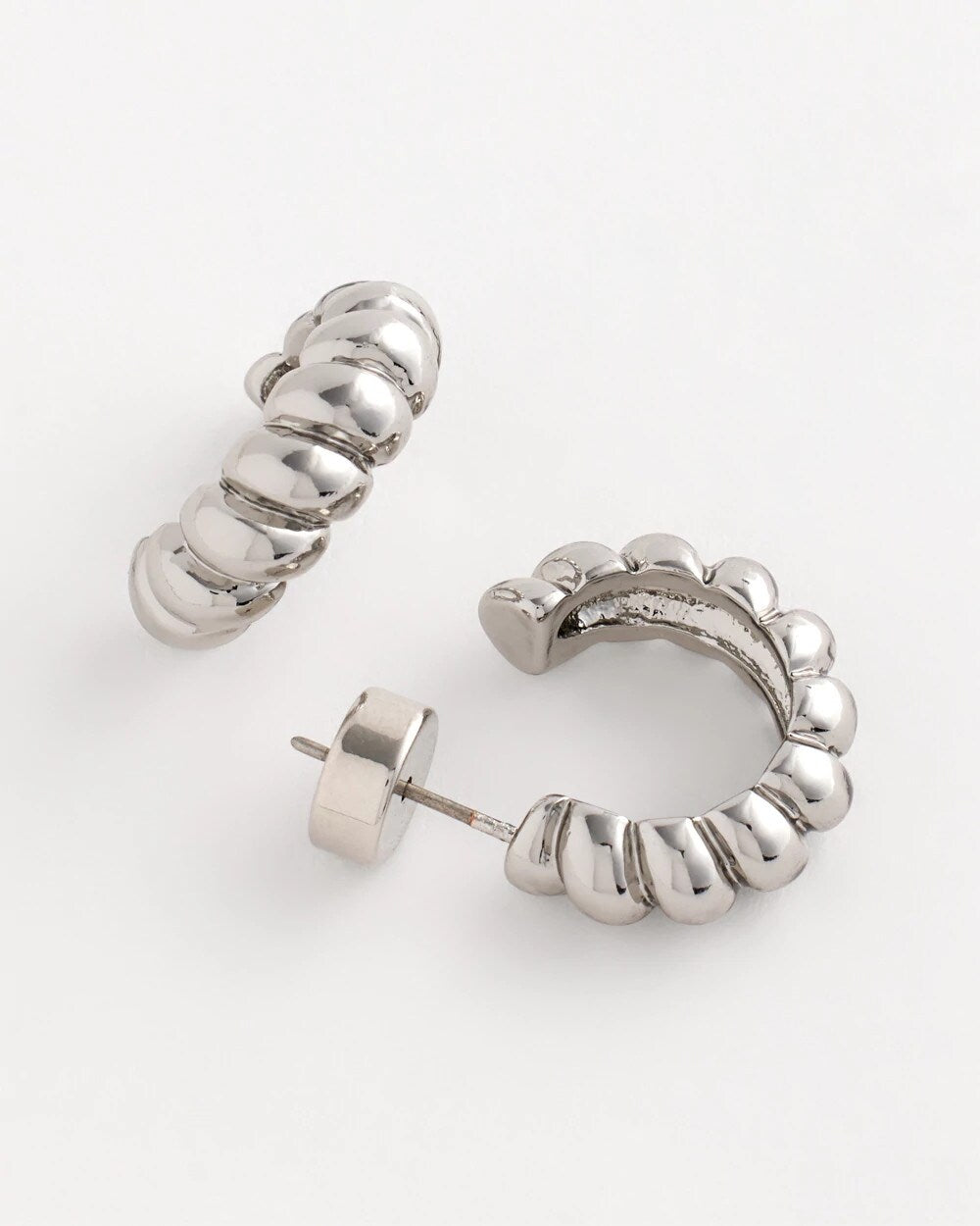 Chico's | No Droop® Silvertone Twisted Hoop Earrings/ Silver