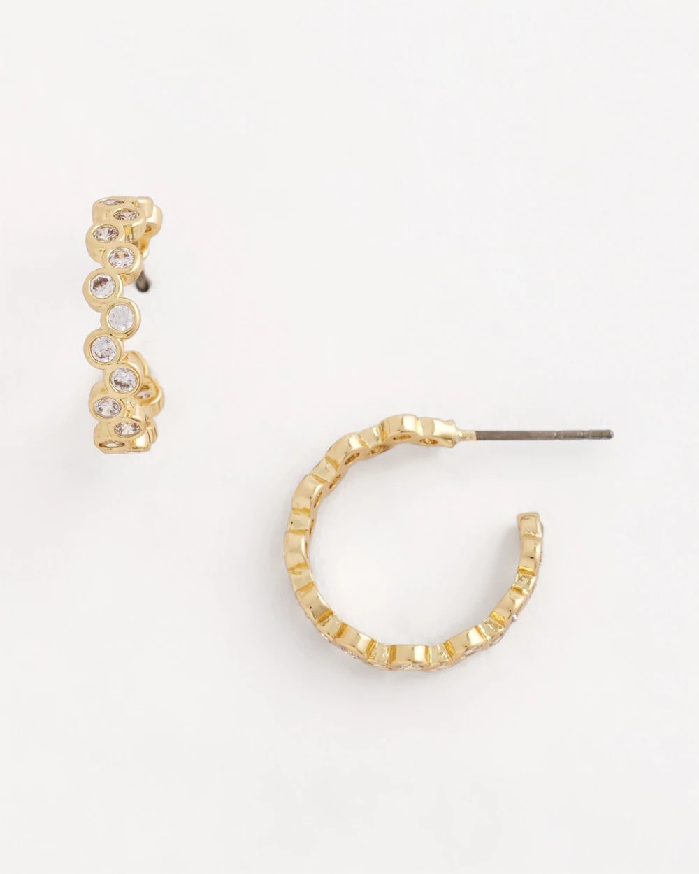 Chico's | Goldtone Cubic Zirconia Hoop Earrings/ Gold