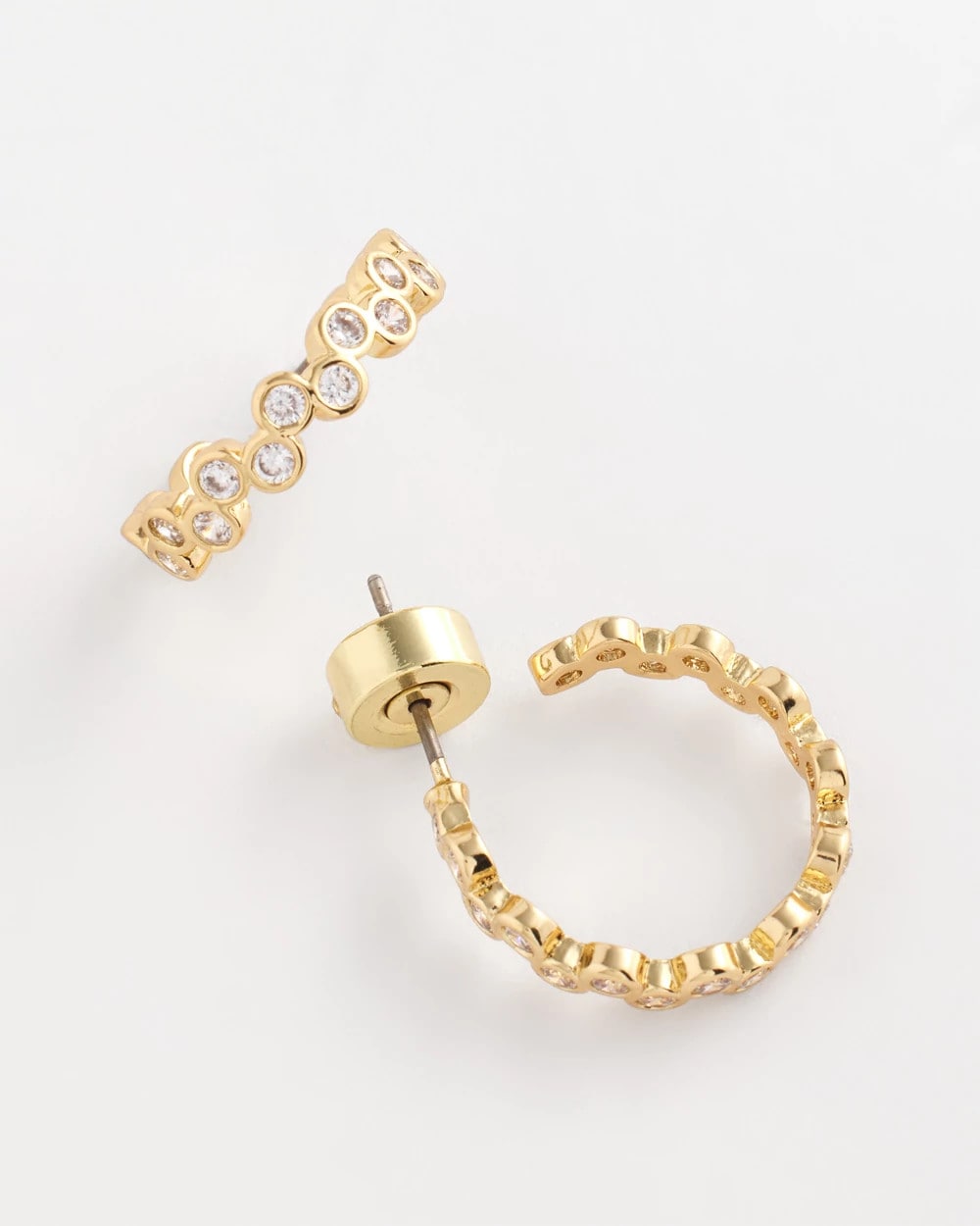Chico's | Goldtone Cubic Zirconia Hoop Earrings/ Gold