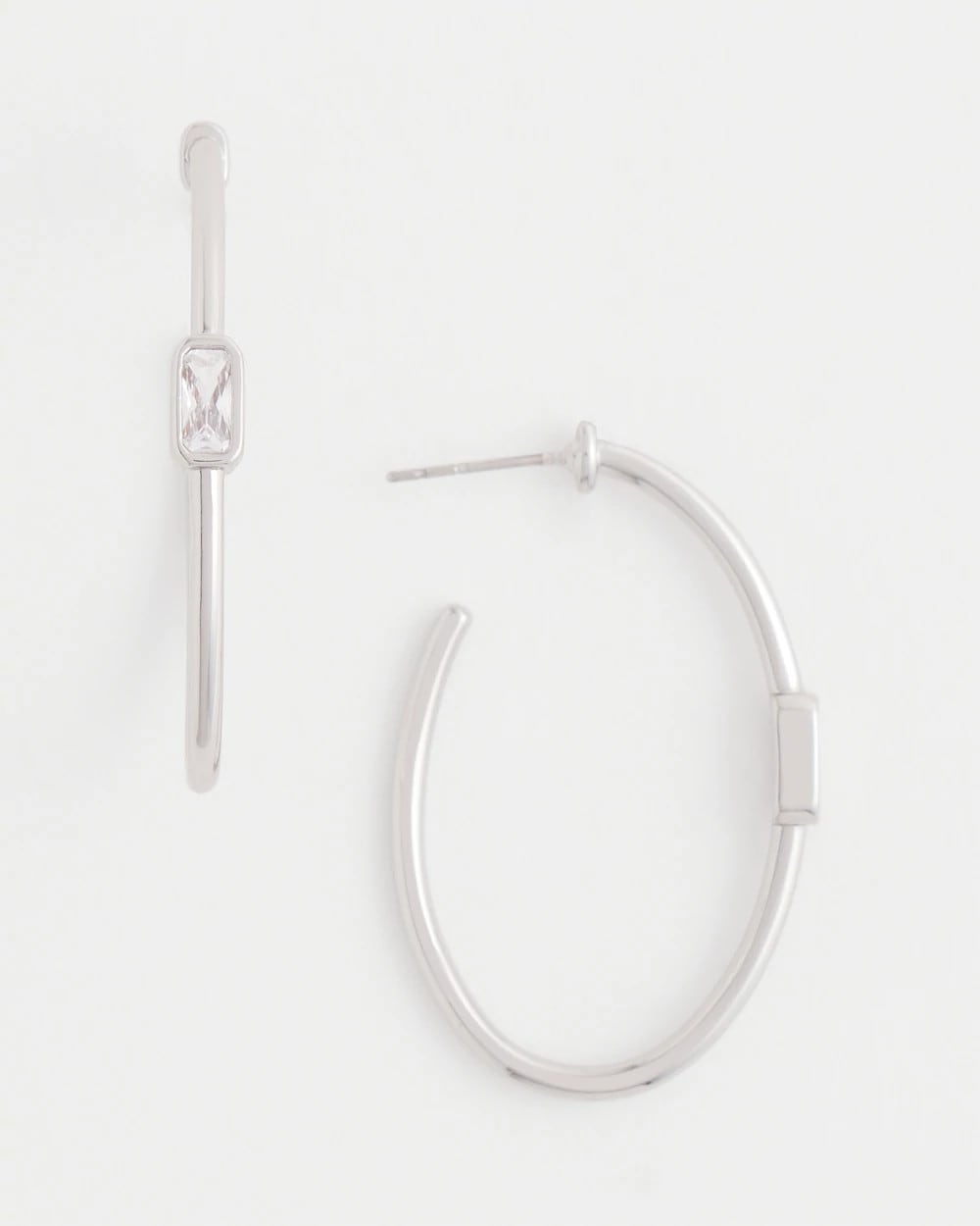 Chico's | Silver Oval Hoop Earrings/ Silver