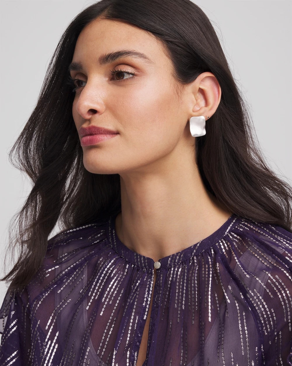 Chico's | Square Oversized Stud Earrings/ Silver