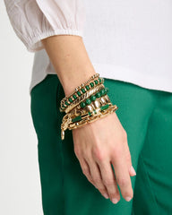 Chico's | Green Jade Stone Charm Bracelet/ Green