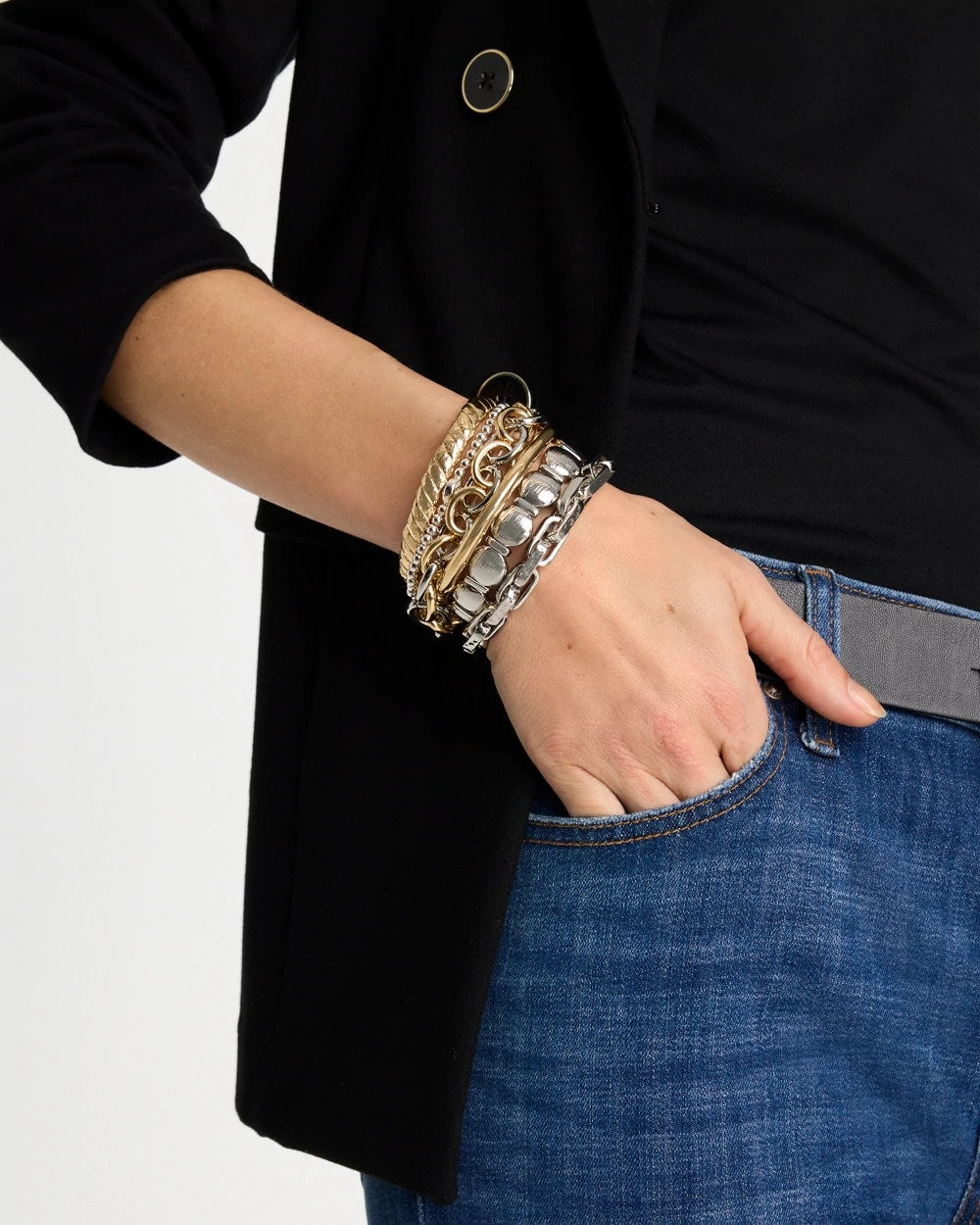 Chico's | Open Link Stretch Bracelet/ Mixed Metals