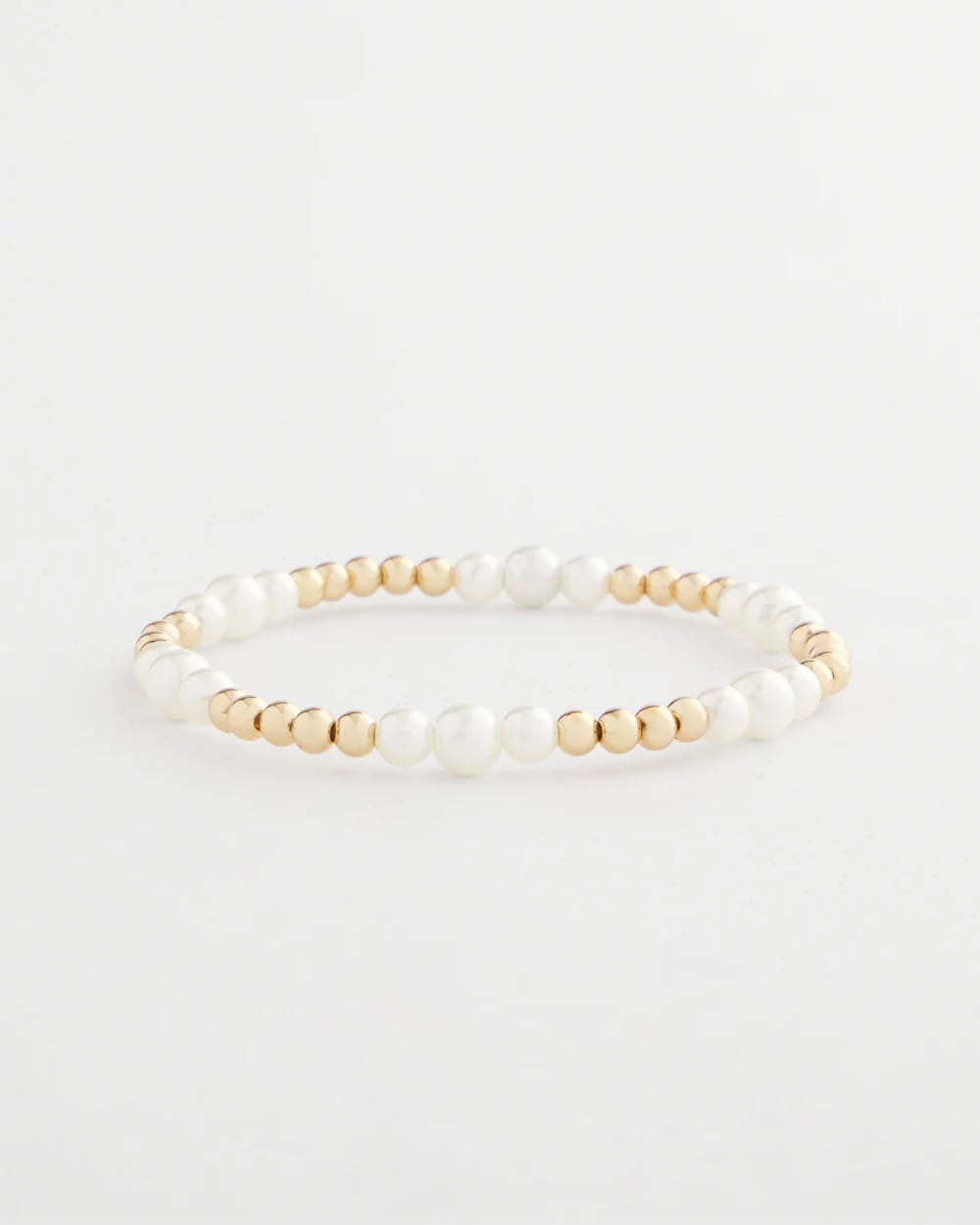 Chico's | Goldtone Bead Stretch Bracelet/ Pearl