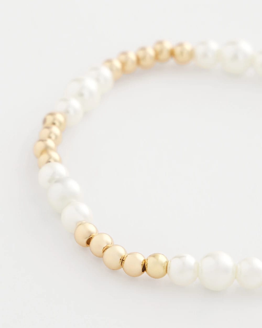Chico's | Goldtone Bead Stretch Bracelet/ Pearl