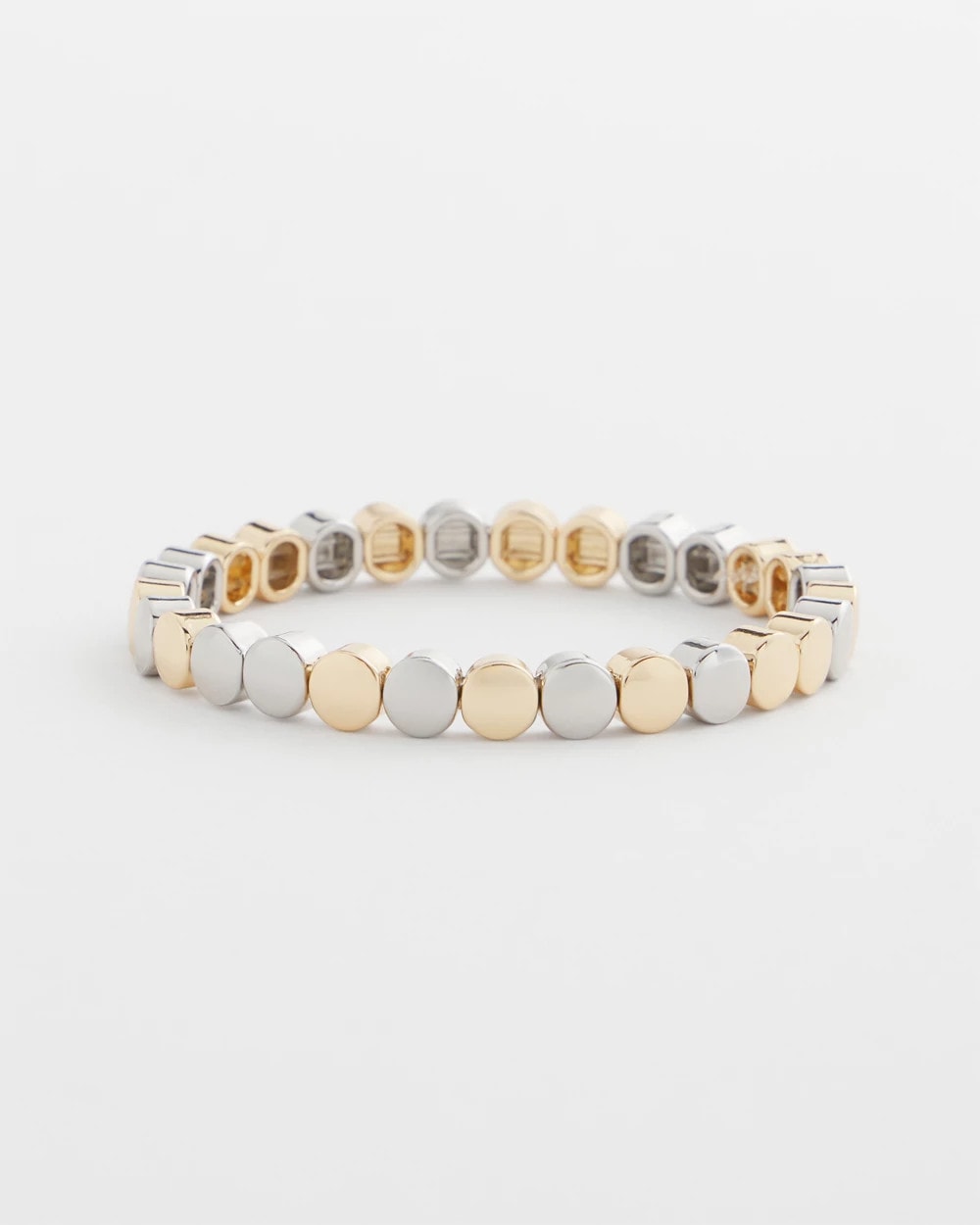 Chico's | Silver & Gold Tone Round Stretch Bracelet/ Mixed Metals