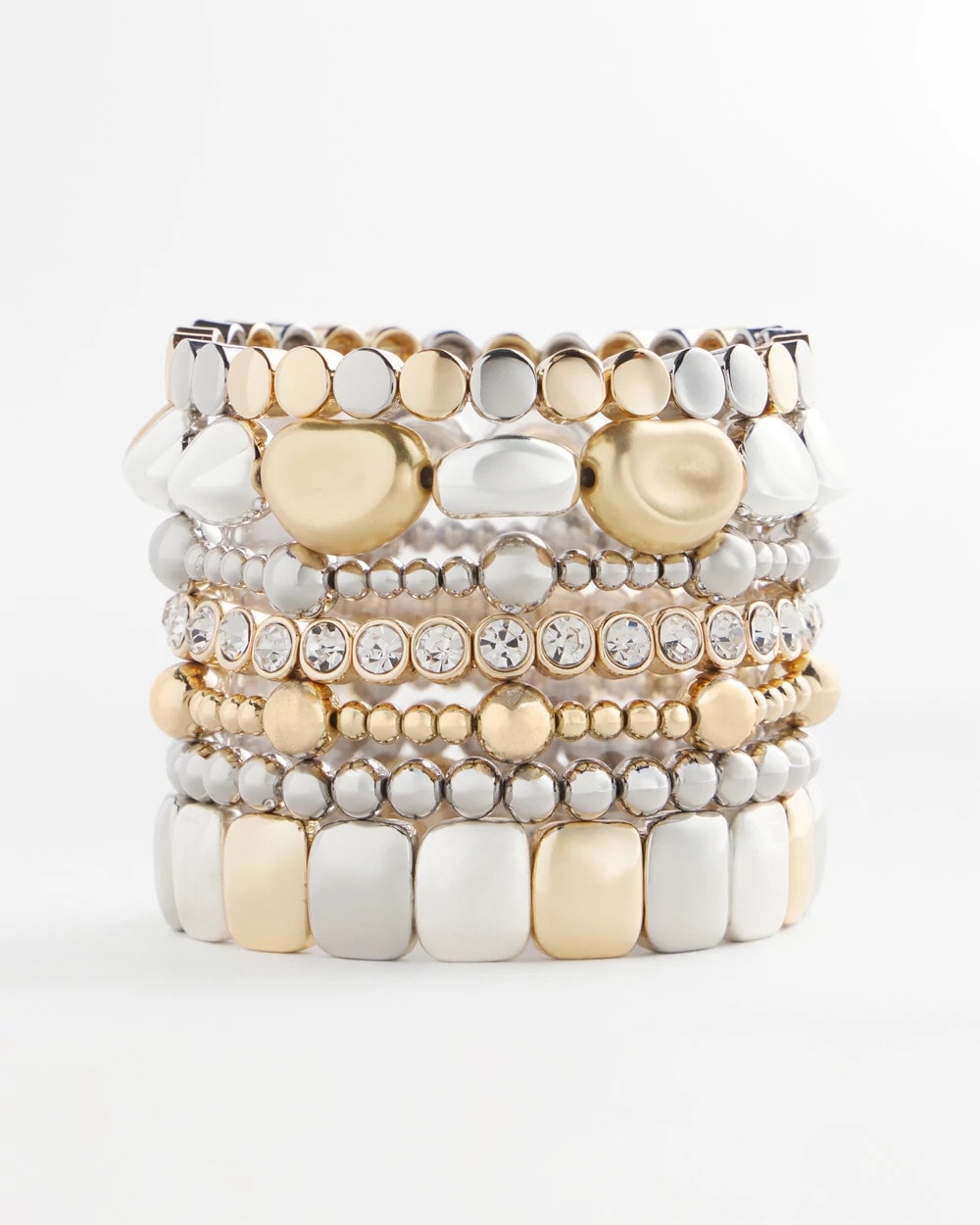 Chico's | Silver & Gold Tone Round Stretch Bracelet/ Mixed Metals