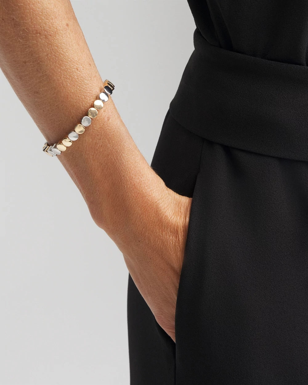 Chico's | Silver & Gold Tone Round Stretch Bracelet/ Mixed Metals