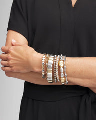 Chico's | Silver & Gold Tone Round Stretch Bracelet/ Mixed Metals