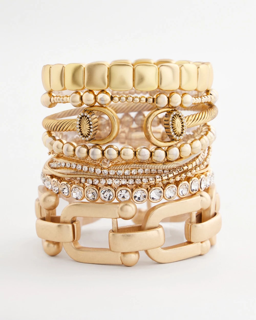 Chico's | Golden Matte Square Stretch Bracelet/ Gold