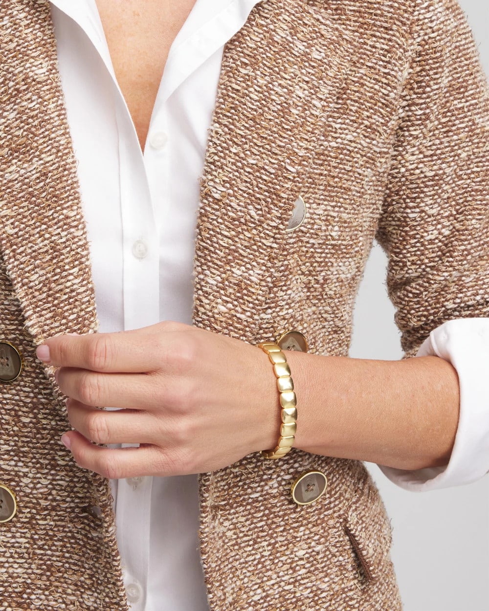 Chico's | Golden Matte Square Stretch Bracelet/ Gold