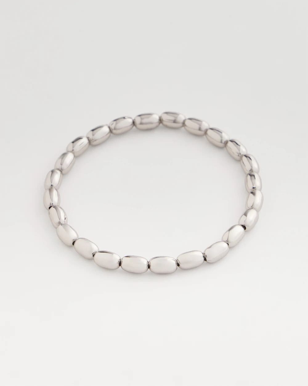 Chico's | Silvertone Oval Beaded Stretch Bracelet/ Silver