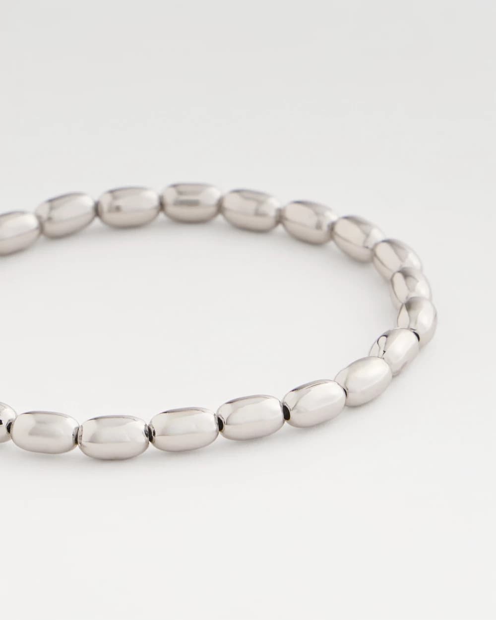Chico's | Silvertone Oval Beaded Stretch Bracelet/ Silver