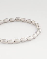 Chico's | Silvertone Oval Beaded Stretch Bracelet/ Silver