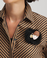 Chico's | Feathered Lady Brooch/ Multi