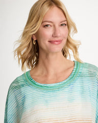Chico's | Ombre Coastal Printed Poncho/ Teal Waters