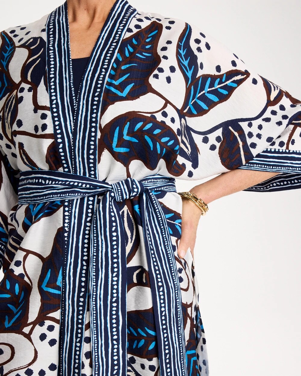 Chico's | Printed Belted Kimono/ Ecru