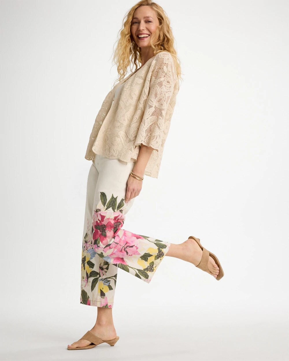 Chico's | Short Crochet Lace Kimono/ Natural