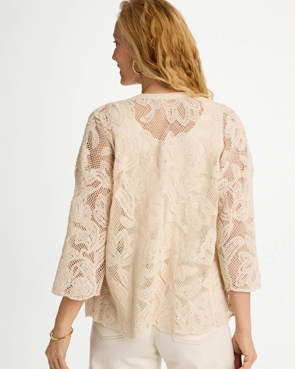 Chico's | Short Crochet Lace Kimono/ Natural