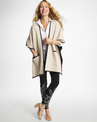 Chico's | Tipped Tulip Patch Pocket Ruana/ Pale Sand