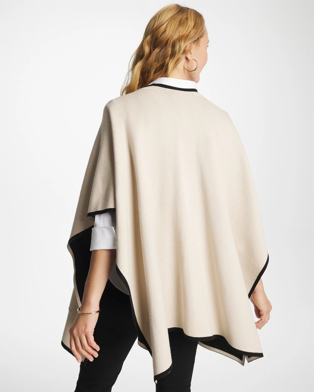 Chico's | Tipped Tulip Patch Pocket Ruana/ Pale Sand