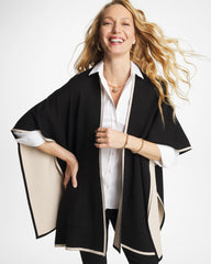 Chico's | Tipped Tulip Patch Pocket Ruana/ Pale Sand