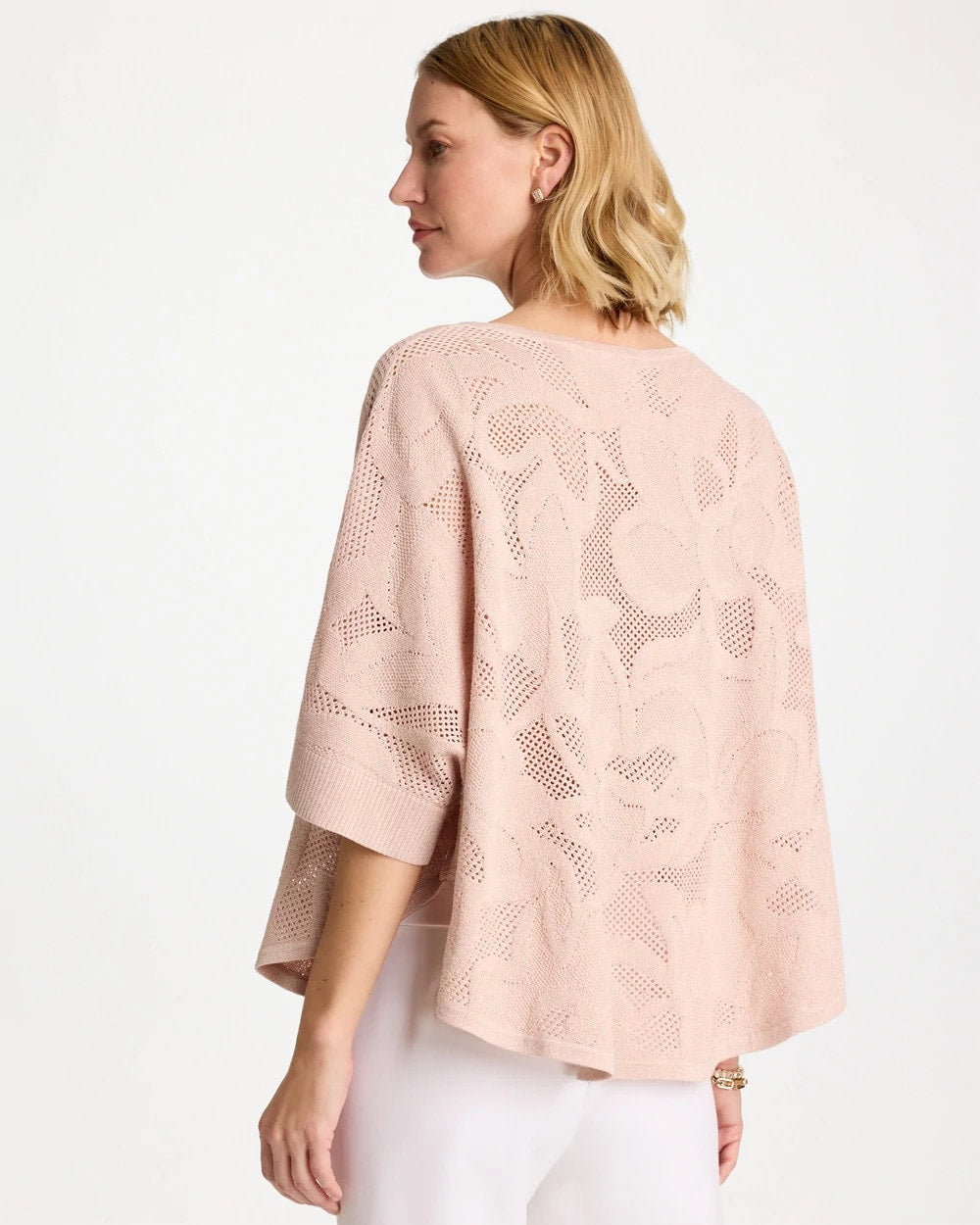 Chico's | Boatneck Rounded Hem Poncho/ Rose Smoke
