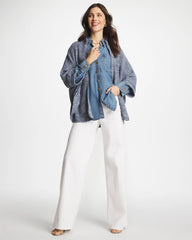 Chico's | Rounded Hem Zip-Front Ruana/ Indigo Sky Heather