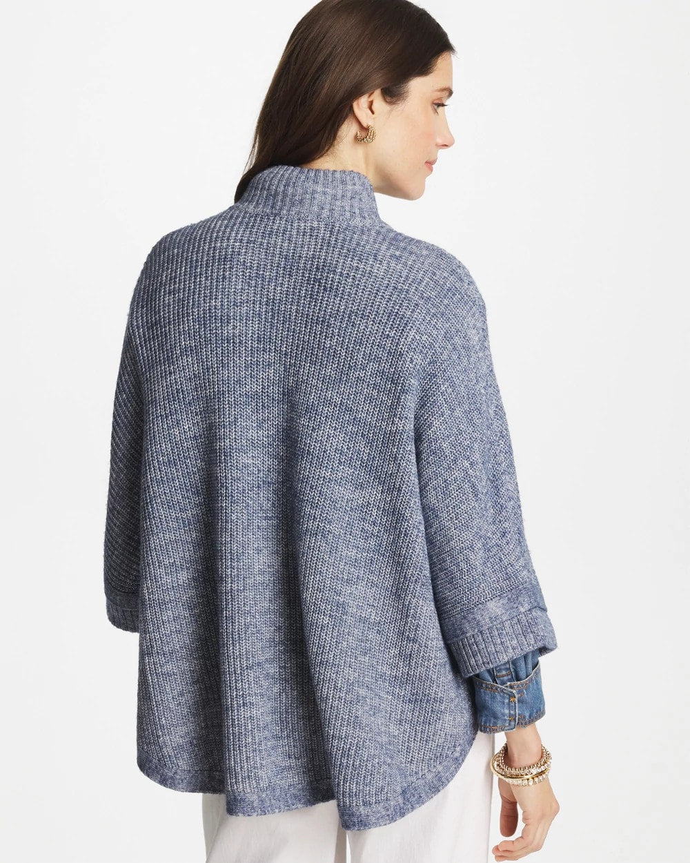Chico's | Rounded Hem Zip-Front Ruana/ Indigo Sky Heather