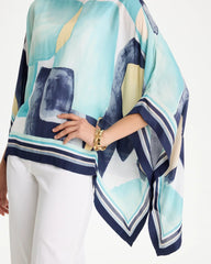 Chico's | Woven Crepe Artisanal Poncho/ Passport Blue