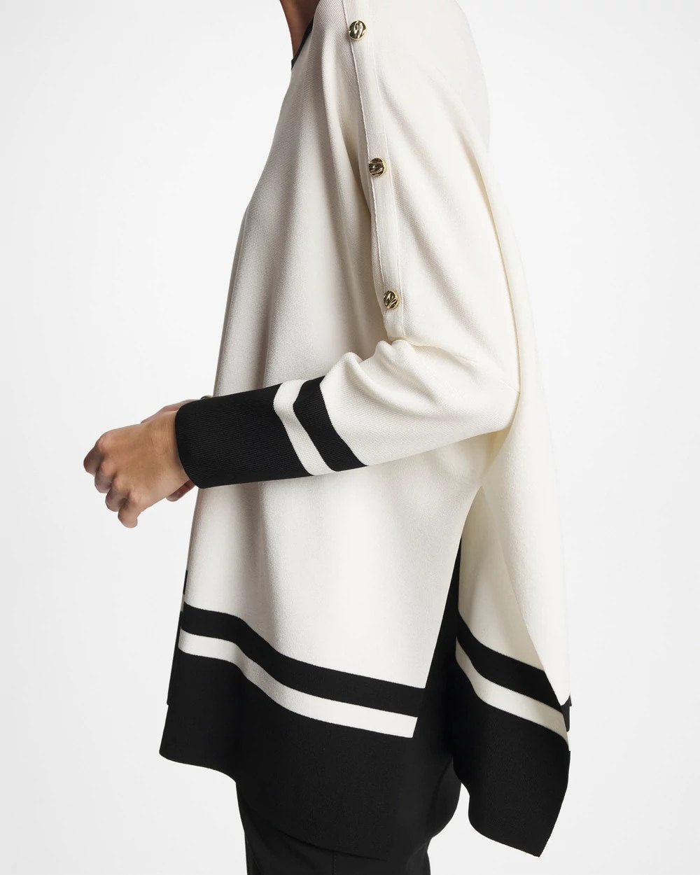 Chico's | Button Detail Poncho/ Ecru