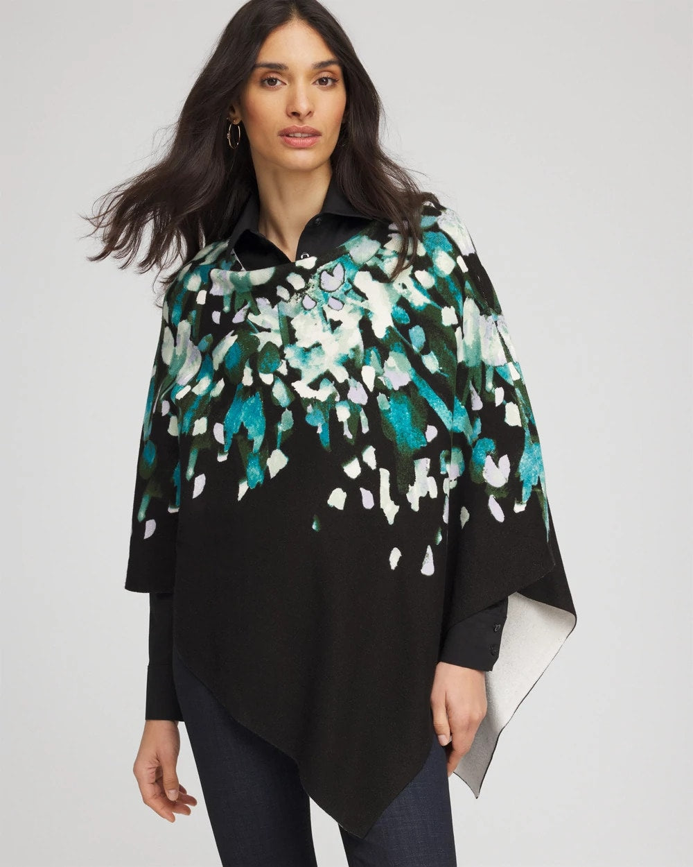 Chico's | Convertible Knit Boatneck Poncho/ Dark Aqua