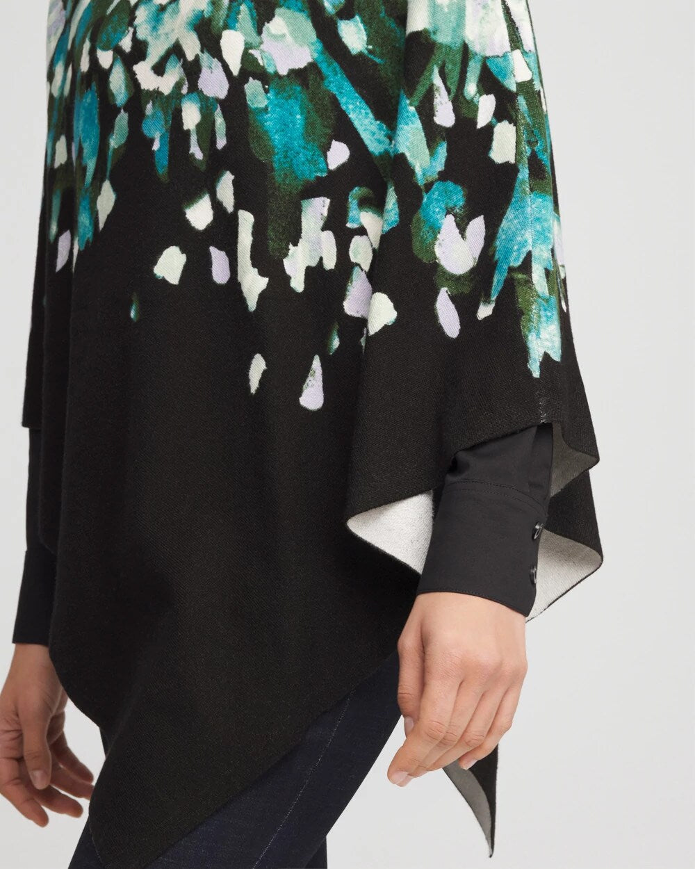 Chico's | Convertible Knit Boatneck Poncho/ Dark Aqua