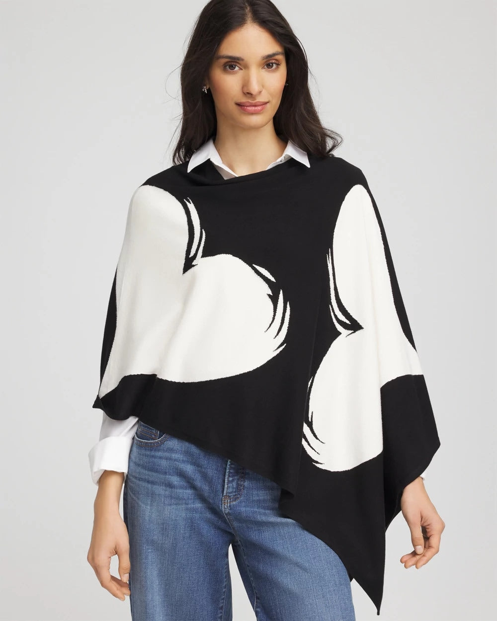Chico's | Love Brush Convertible Sweater Poncho/ Black