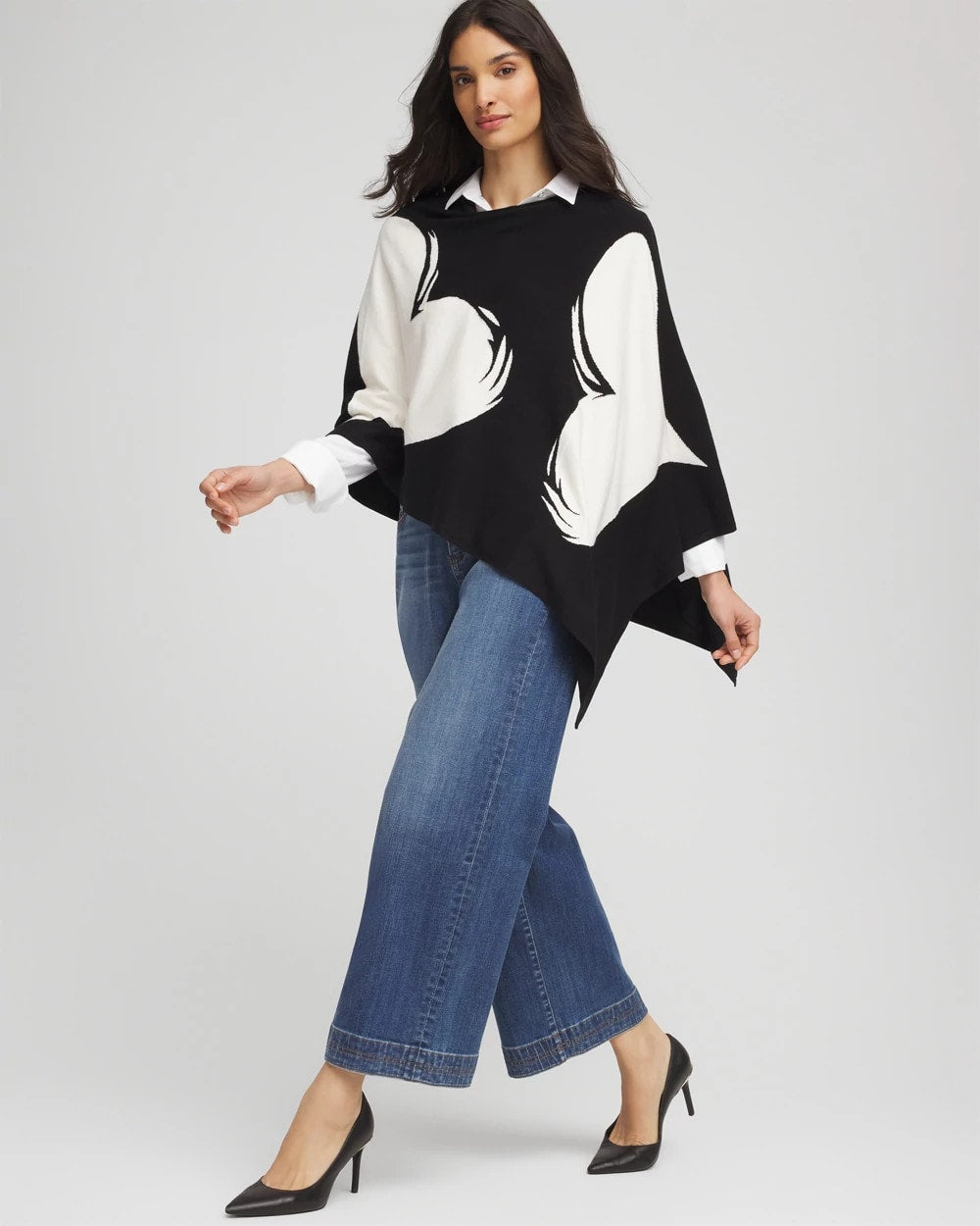Chico's | Love Brush Convertible Sweater Poncho/ Black