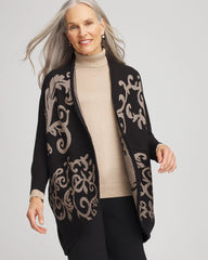 Chico's | Ottoman Jacquard Cocoon Cardigan/ Black