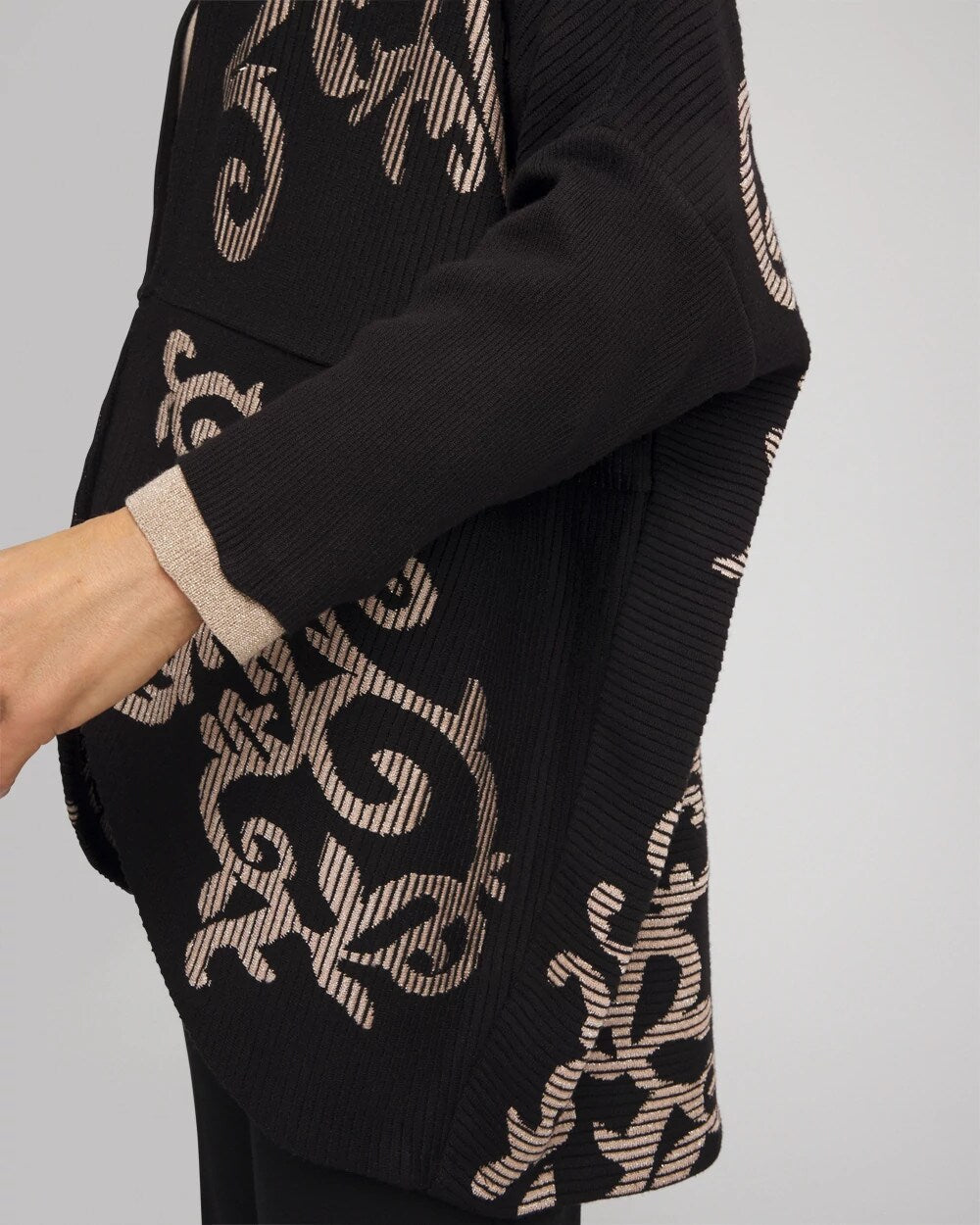 Chico's | Ottoman Jacquard Cocoon Cardigan/ Black