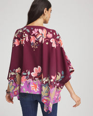 Chico's | Printed Boatneck Pullover Poncho/ Deep Chianti