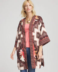 Chico's | Long Mixed-Print Kimono/ Cacao