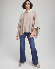 Chico's | Rhinestone Embellished Poncho/ Light Taupe Heather