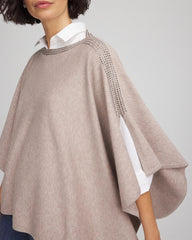 Chico's | Rhinestone Embellished Poncho/ Light Taupe Heather