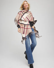 Chico's | Reversible Printed Fringe Ruana/ Champagne Fizz