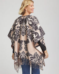 Chico's | Reversible Printed Fringe Ruana/ Champagne Fizz