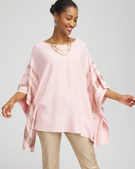 Chico's | Sequin Striped Sweater Poncho/ Blushed