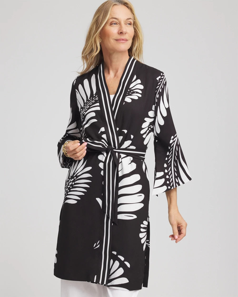 Chico's | Tie-Front Long Kimono/ Black