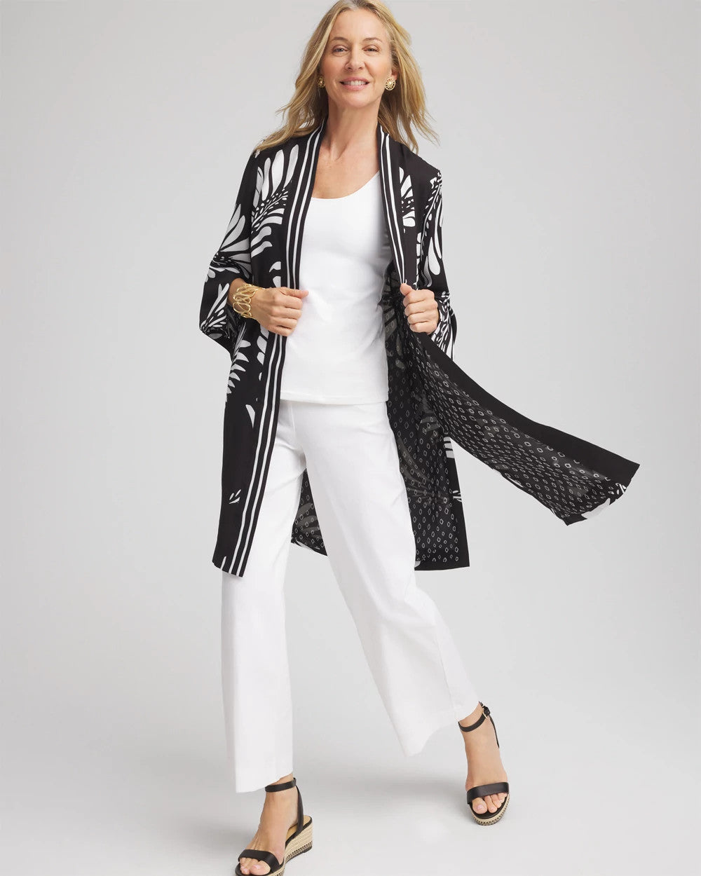 Chico's | Tie-Front Long Kimono/ Black