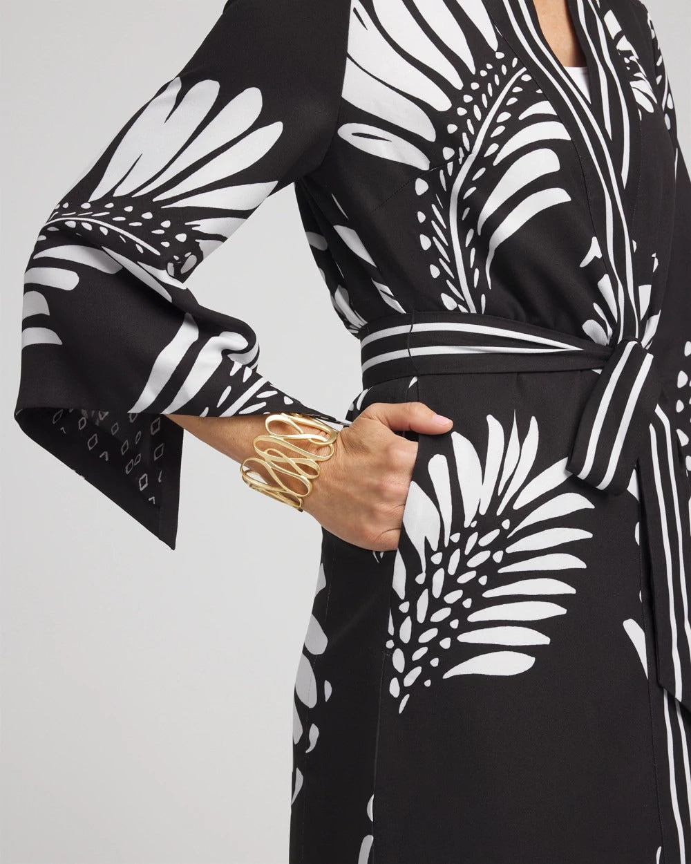 Chico's | Tie-Front Long Kimono/ Black