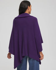 Chico's | Rhinestone Zip-Collar Sweater Poncho/ Purple Elixir