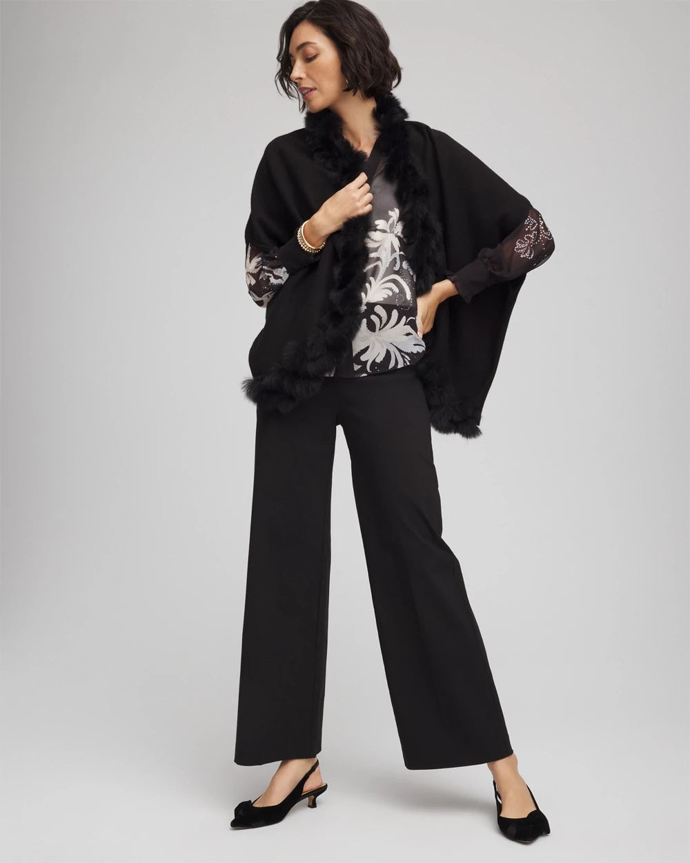 Chico's | Faux Fur Cocoon/ Black